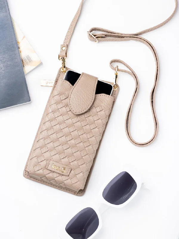 Women Casual Beige Textured Sling Bag With Zipper