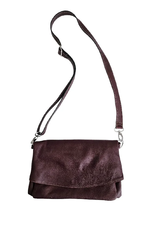 Monet Crossbody Bag and Fold Over Clutch -Burgundy