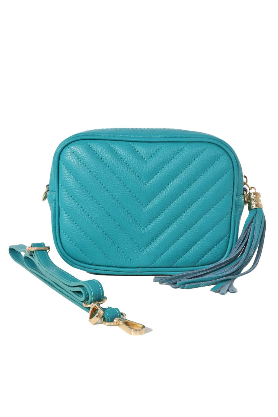 Leather Chevron Stripe Crossbody Bag