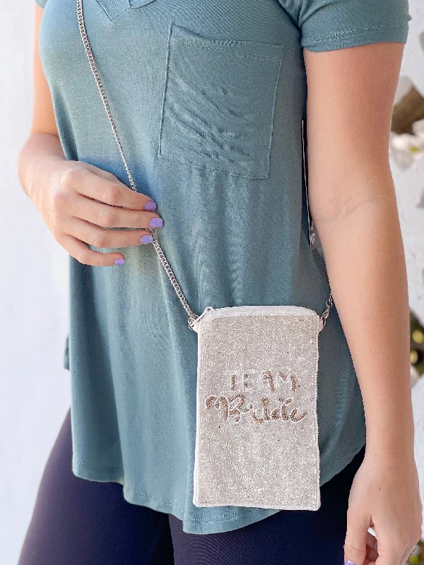 'Team Bride' Beaded Phone Crossbody