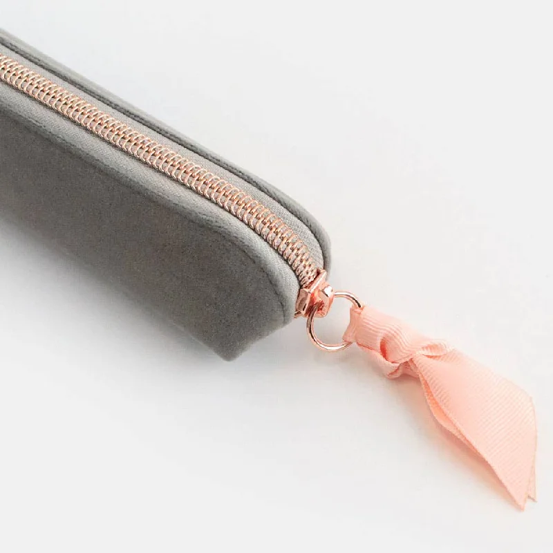 Grey Velvet Pencil Case