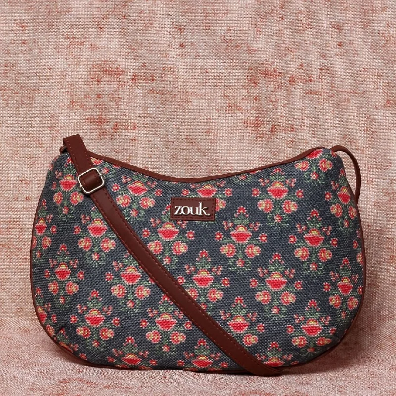 Mughal Garden Print Structured Shoulder Bag