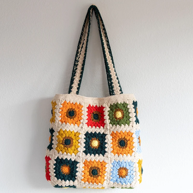 Elena Handbags Handmade Granny Square Shoulder Tote Bag