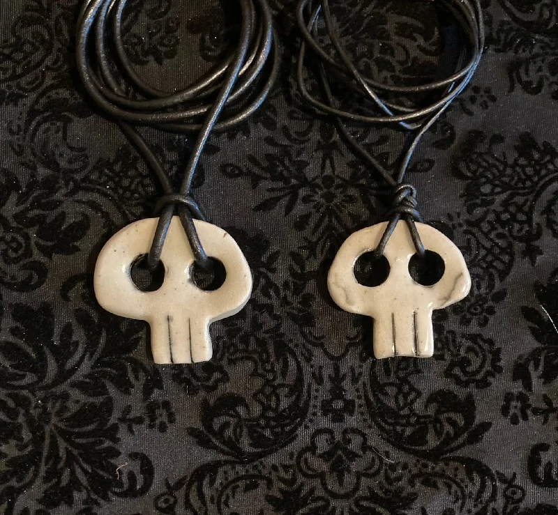 Large Skull Ceramic Button Necklaces