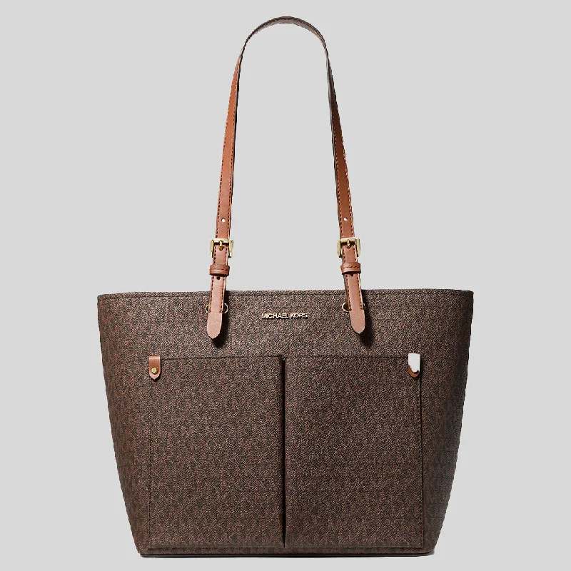 Michael Kors Jet Set Medium Logo Pocket Tote Bag Brown 35F3GTVT3B