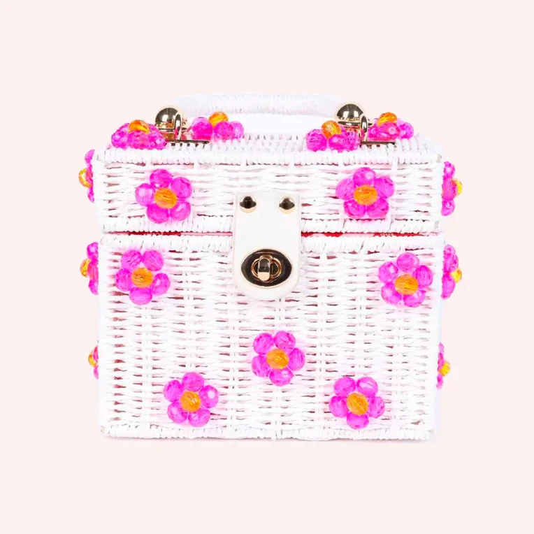 Trip To Paradise Daisy Bag - White/Hot Pink