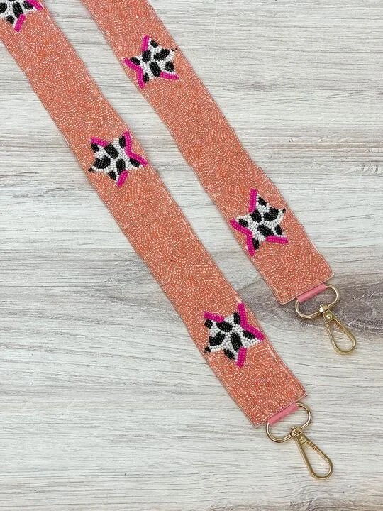 Beaded Purse Strap - Cow Print Stars