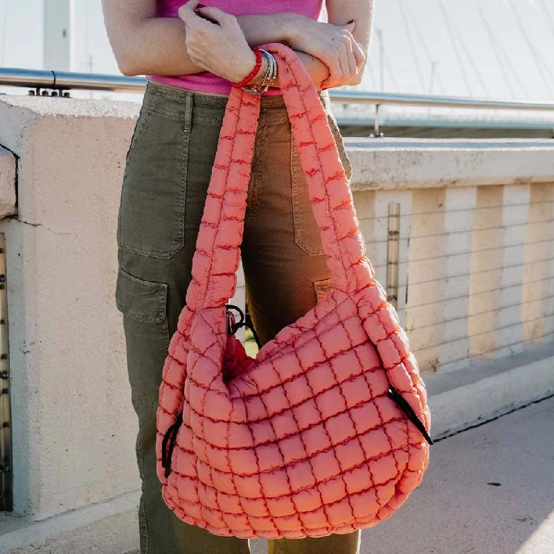 Coral X-Large Quilted Tote