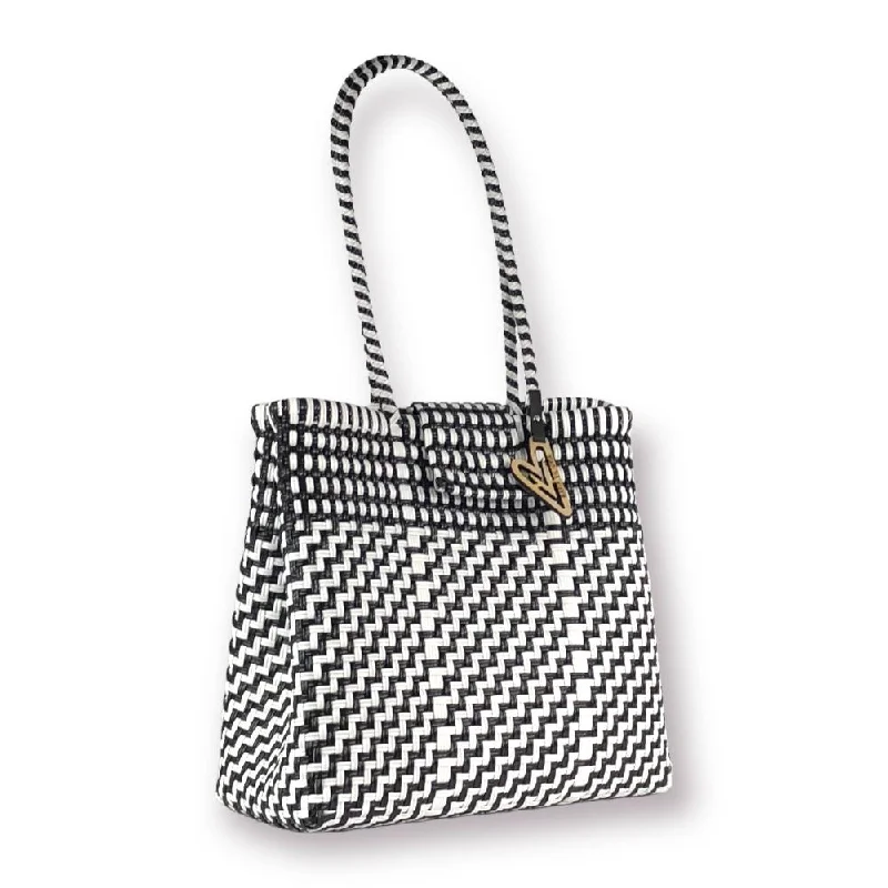 Maria Victoria | Magpie BW TC | Upcycled, Handwoven, Shoulder Bag