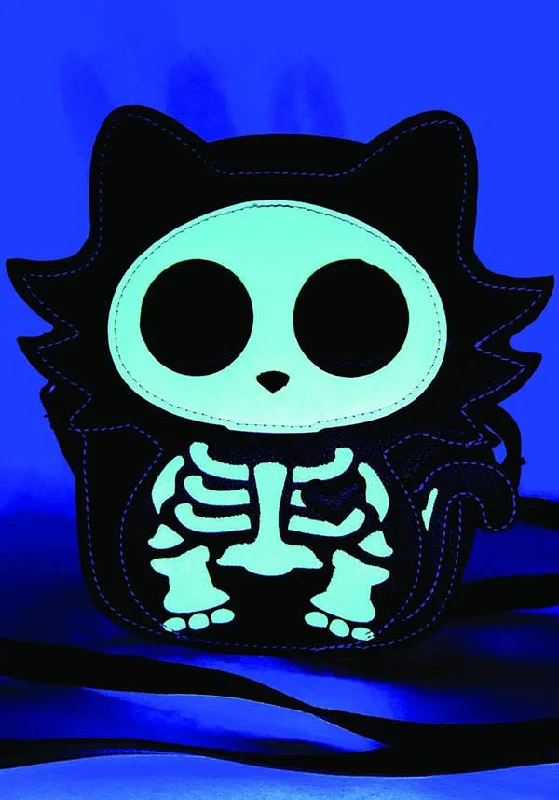 Glow in the Dark Sugar Skull Cat | CROSSBODY BAG