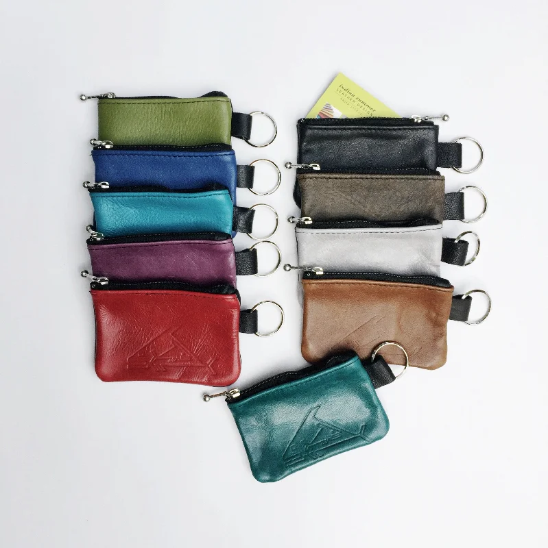 4” Change Purse - Soft Leather Coin Pouch With Key Ring