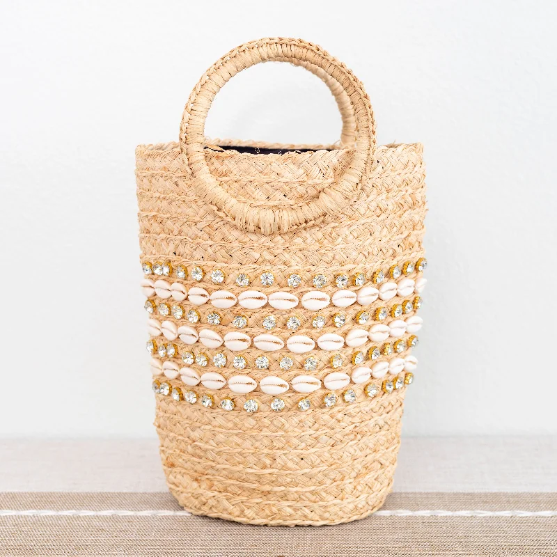 Elena Handbags Summer Raffia Straw Beach Basket Handbag