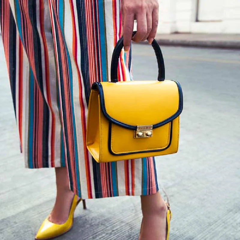 Classic Yellow Blue Handbag Perfect For Women & Girls