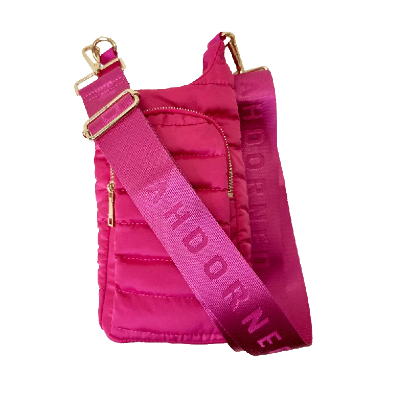 Emma Quilted Puffy Water Bottle Holder w/2" Solid Strap