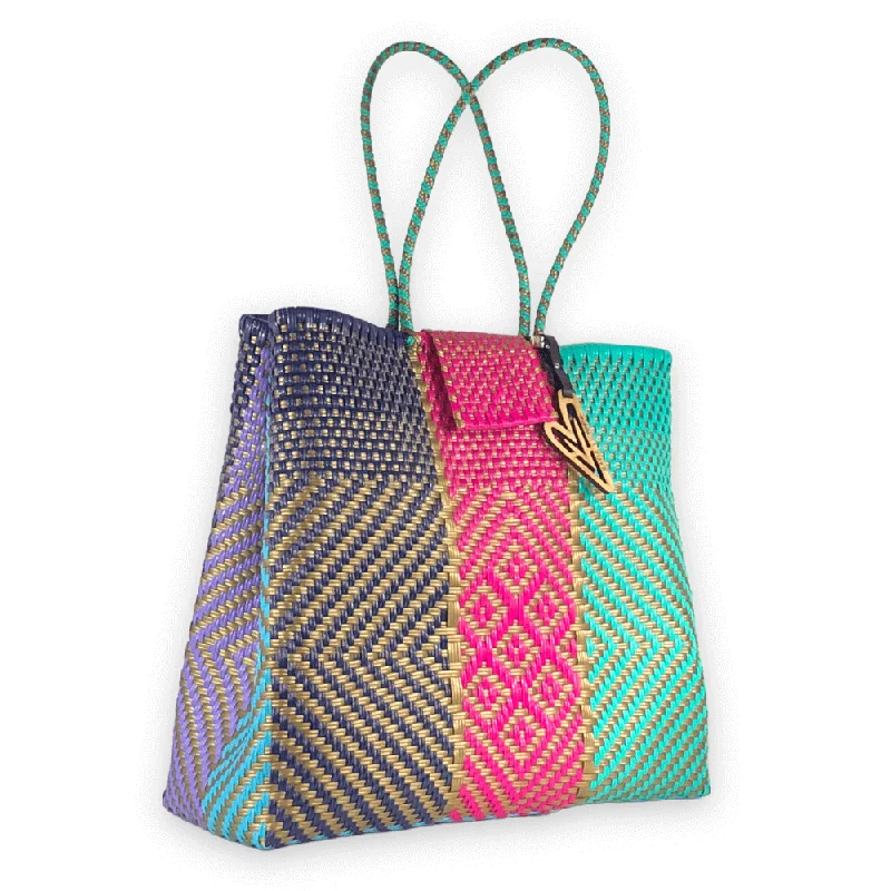 Maria Victoria | Mardi Gras | Upcycled, Handwoven, Multicolor Shoulder Tote