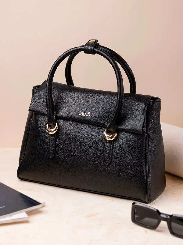 Womens Black Solid Handbag