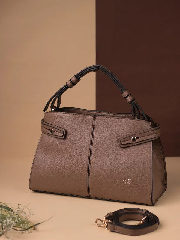 Womens Brown Solid Handbag