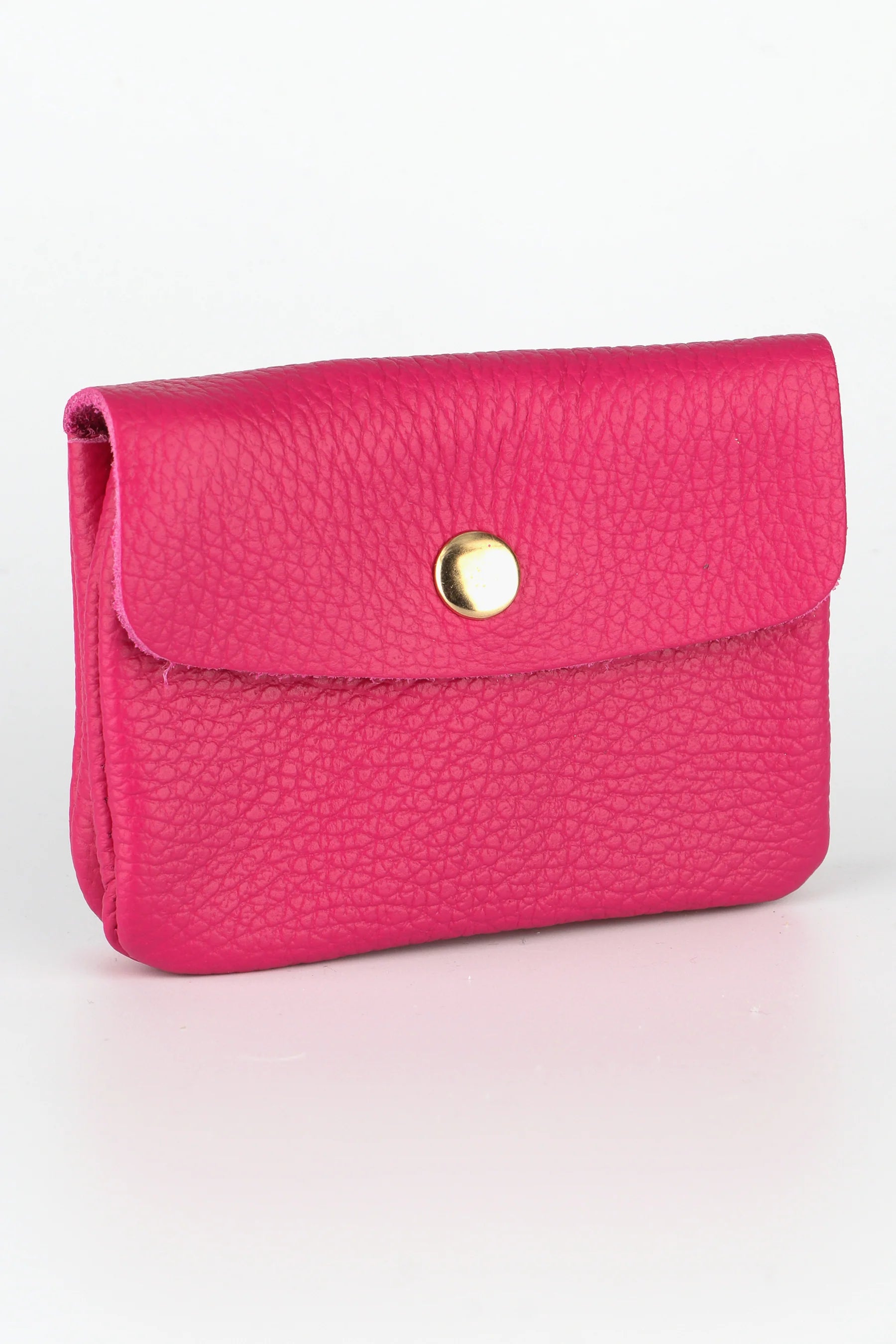 Small Leather Coin Purse - Raspberry