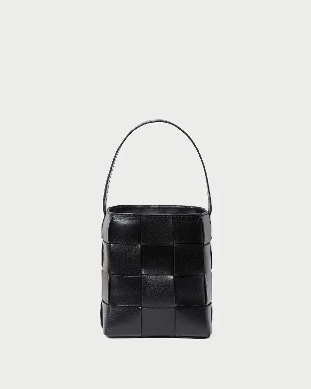 Laith Black Woven Bucket Bag