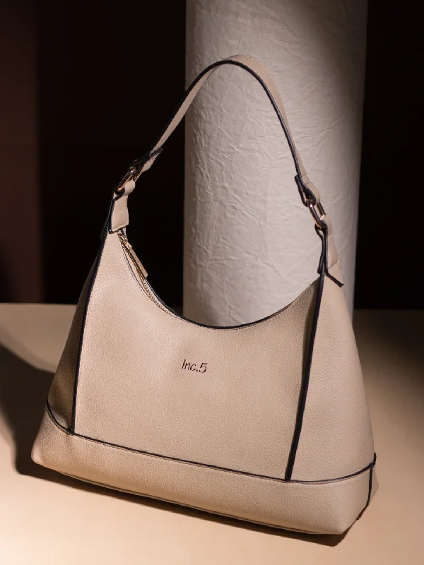 Womens Beige Solid Shoulder Bag