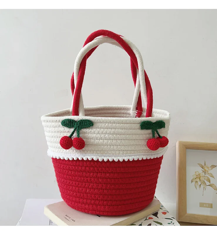 Elena Handbags Knit Cherry Basket Bag