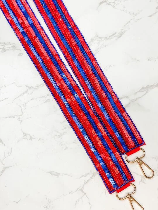 Sequin Purse Strap - Red & Blue