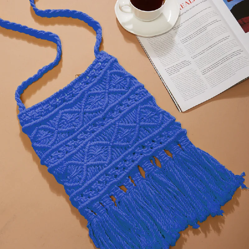 Macrame Stylish Blue Beach Bag Perfect For Women & Girls