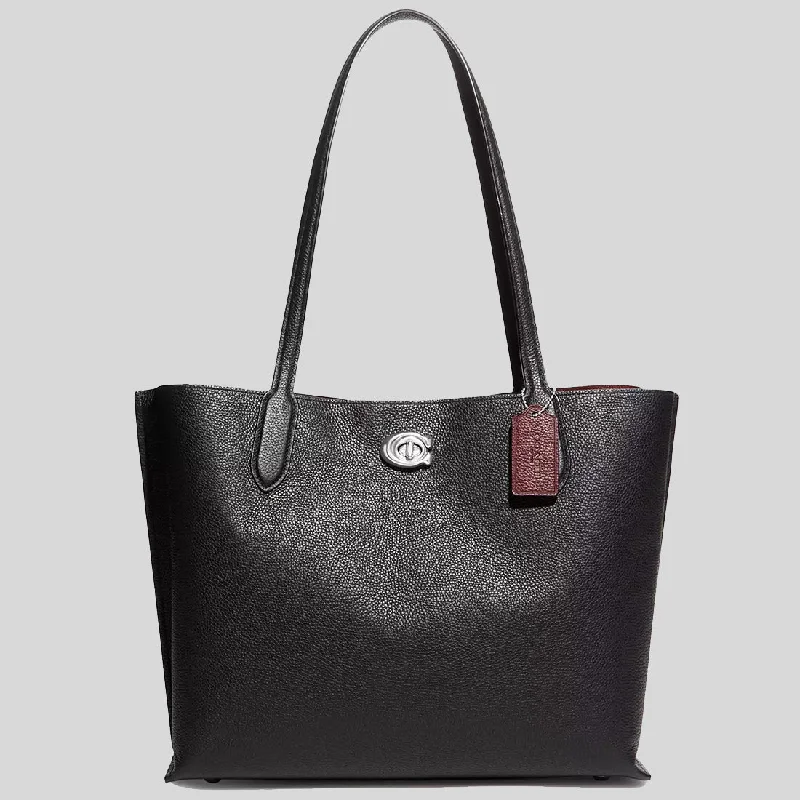 COACH Willow Tote Bag Silver/Black C0689