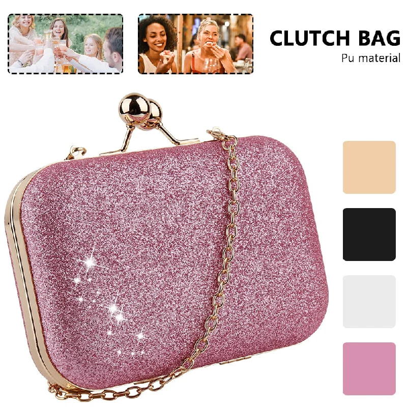 Woman Evening Bag Gold Glittered Hasp Clutch Bags