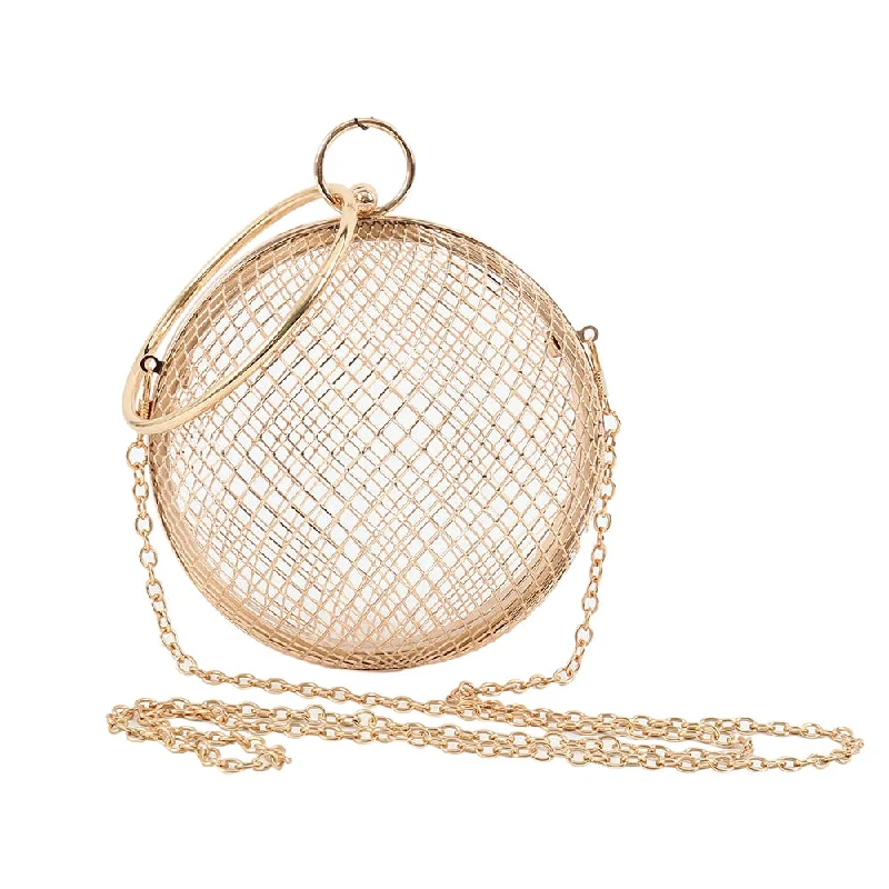 Hollow Metal Ball women shoulder bag gold