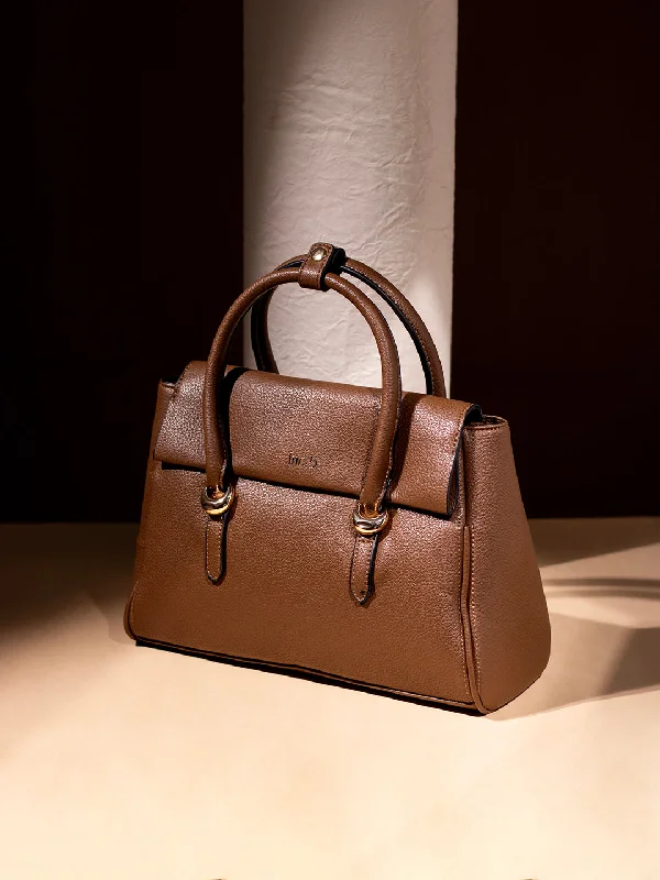 Womens Brown Solid Handbag