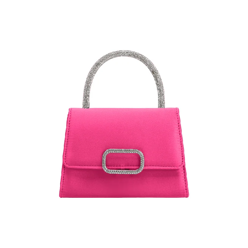 Sadie Fuchsia Satin Top Handle Bag