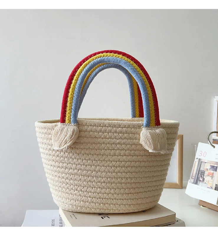 Elena Handbags Knit Rainbow Basket Bag