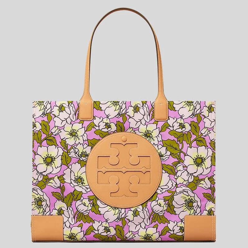 TORY BURCH Ella Floral Printed Tote Bag Aster Pink Flower 151611