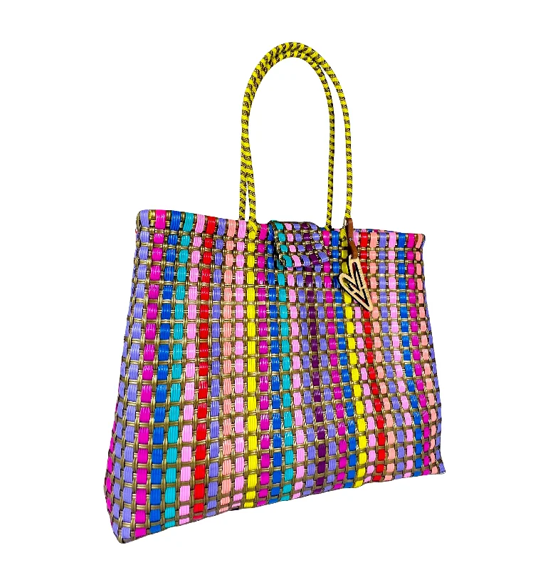 Maria Victoria | Bugambilia | Upcycled, Handwoven, Multicolor Shoulder Tote