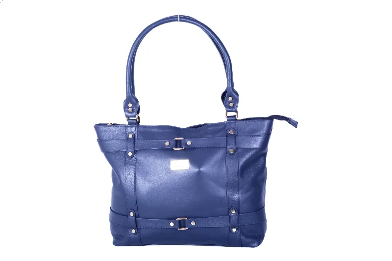 LEATHER HAND BAG 37018 (NAVY BLUE)