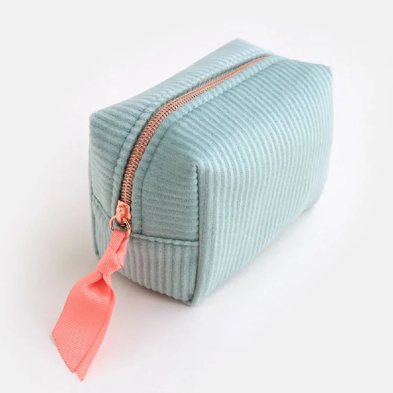 Pale Blue Cord Mini Cube Cosmetic Bag