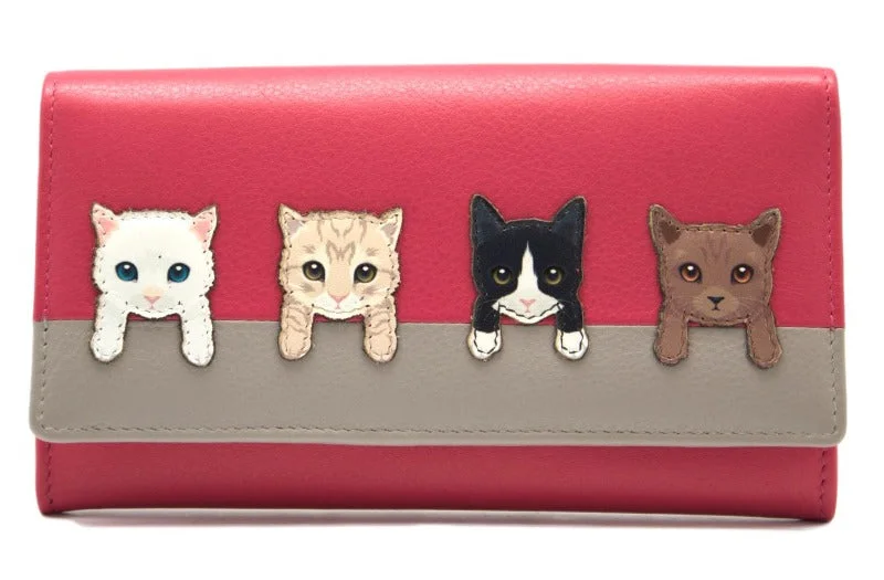 Mala Leather Pink Cats on Wall Purse