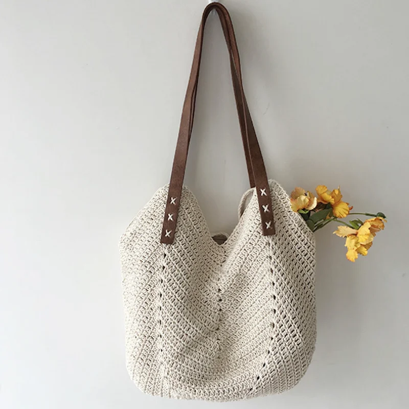 Elena Handbags Retro Cotton Knitted Shoulder Bag