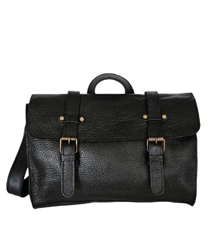 The  Convertible Leather Crossbody Backpack - Black