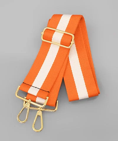 Adjustable Crossbody Strap - Orange & White Stripe