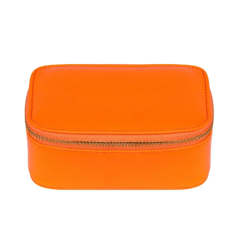 Chelsea Zipped Travel Jewellery Box in Tangerine